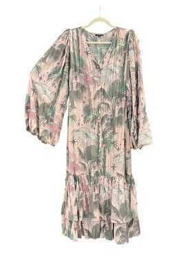 LoboRosa Pink Floral Puff Sleeve Maxi